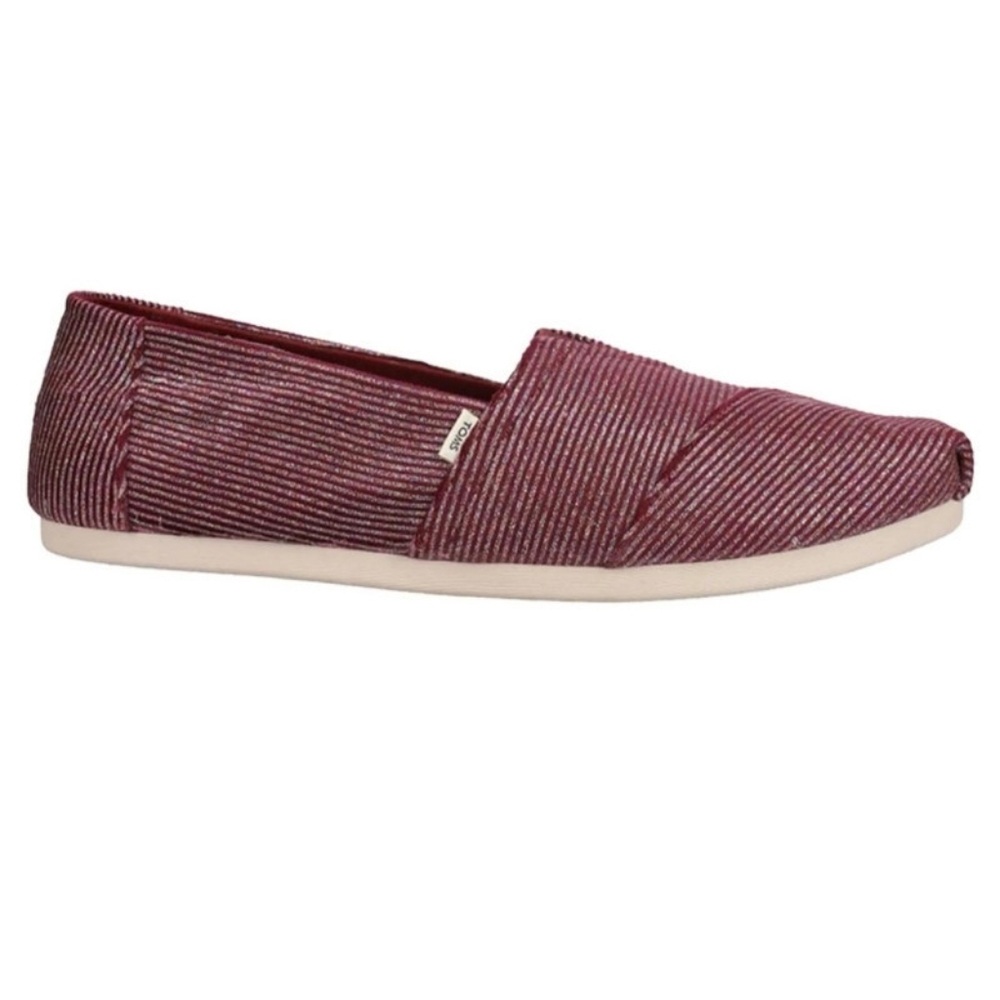 TOMS | Alpargata Glitter Rib Knit Slip-On Shoes Cabernet/ Burgundy/Silver Size 9